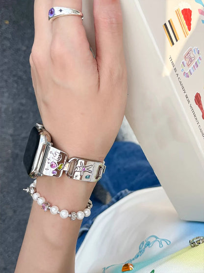 Cute Cat Jewelry Apple Watch Band – Glossy Metal Bracelet