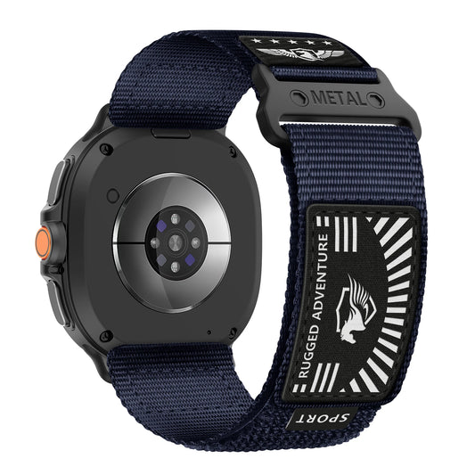 Trail Loop Nylon Band for Galaxy Watch 8 & 8 Classic 46mm showing rugged design and secure fit for outdoor adventures.