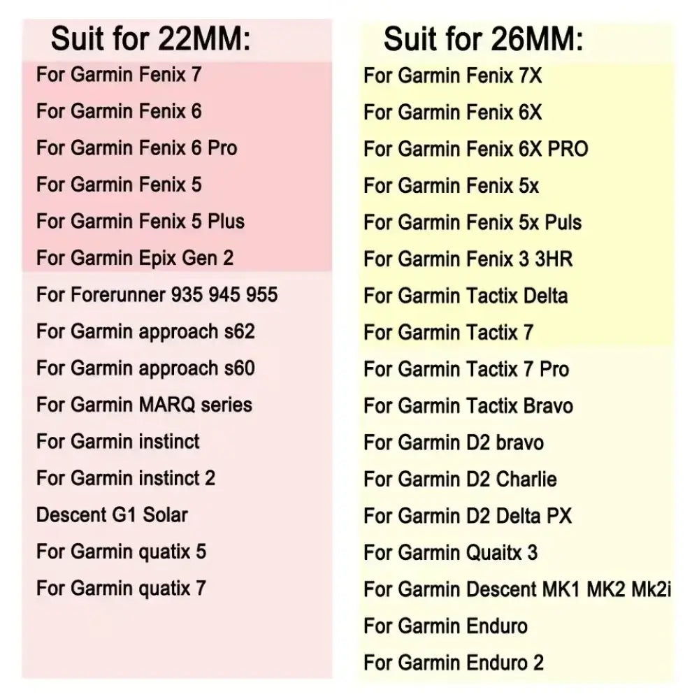 Suit compatibility for Leather Band for Garmin Fenix 7X/6X/5X, Enduro & MARQ (22/26mm).