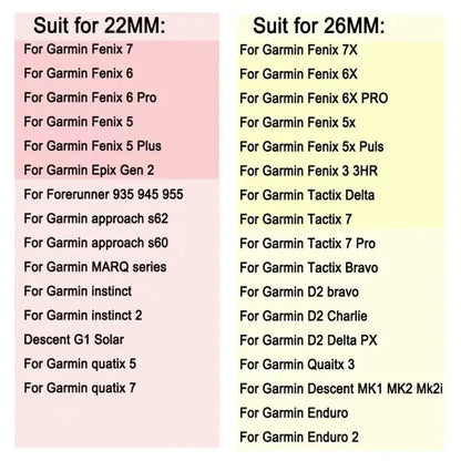 Suit compatibility for Leather Band for Garmin Fenix 7X/6X/5X, Enduro & MARQ (22/26mm).
