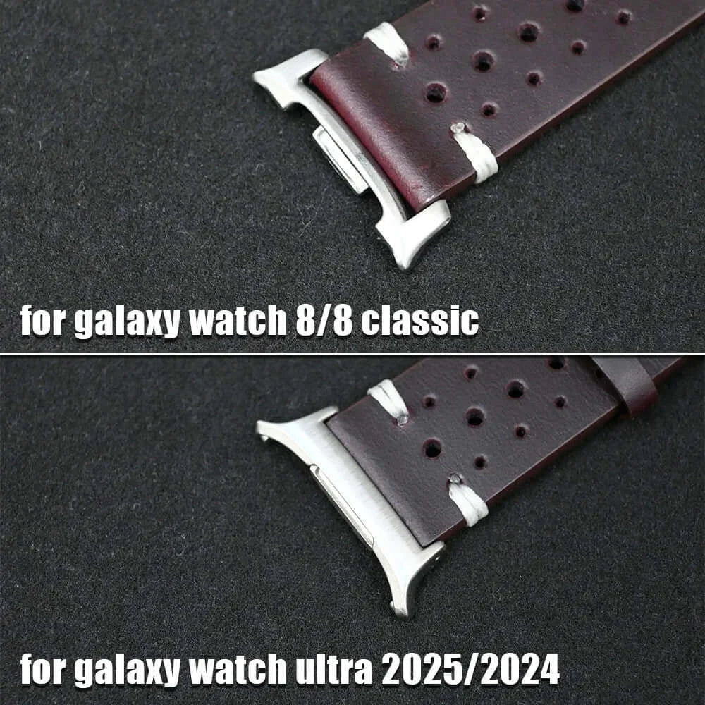 Leather Samsung Galaxy Watch 8 Bands | Classic & Ultra 47mm Strap close-up with premium buckle