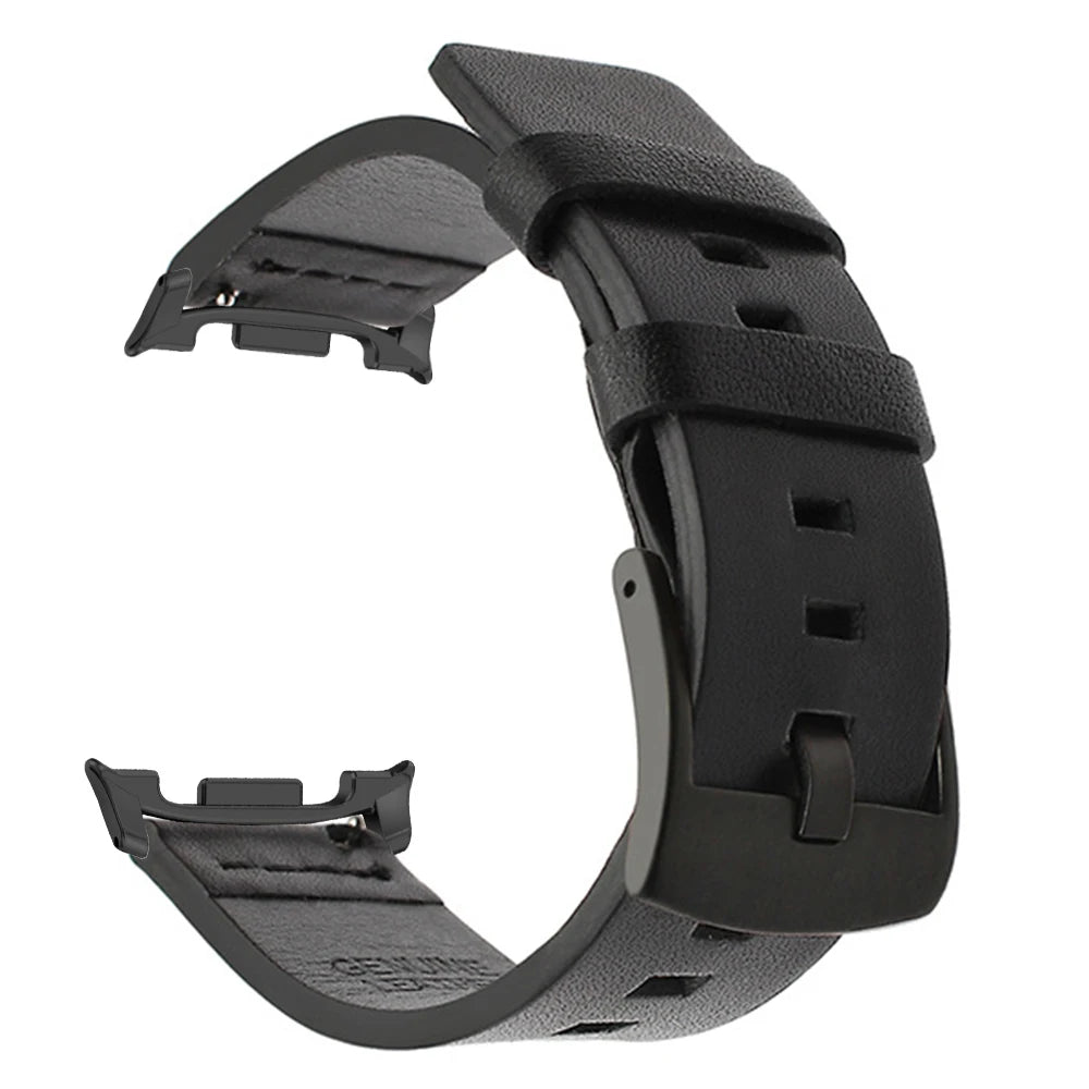 Luxury Leather Bracelet for Samsung Galaxy Watch 9 and Galaxy Watch 9 and Watch 8 & Ultra 2 and 1 - Handcrafted black leather band for stylish watch upgrade.