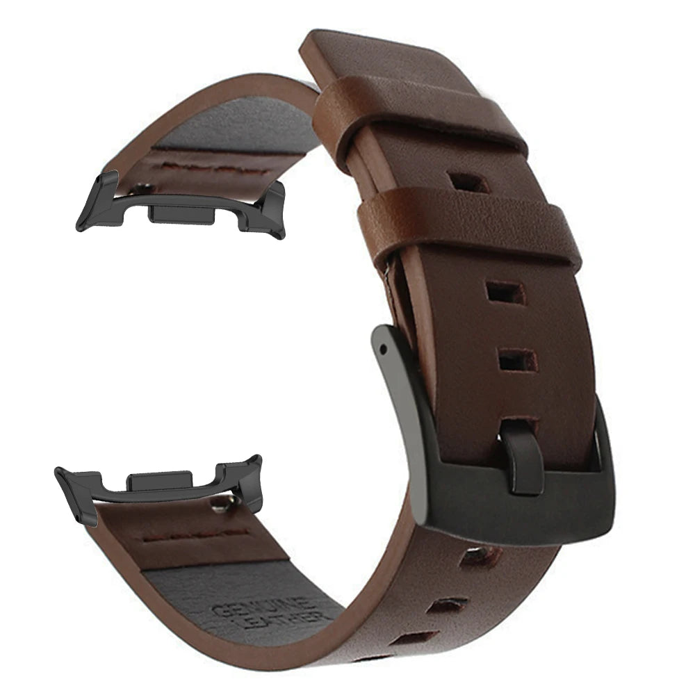 Luxury Leather Bracelet for Samsung Galaxy Watch 9 and Galaxy Watch 9 and Watch 8 & Ultra 2 and 1, handcrafted genuine leather band in brown.