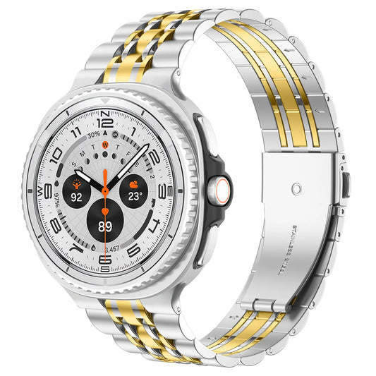 Luxury Metal Band for Samsung Galaxy Watch 8/8 Classic 46mm/44mm featuring a stylish stainless steel and gold design.