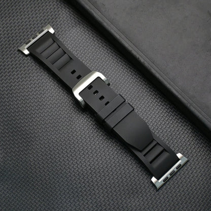 Luxury Sports Band for Apple Watch Ultra & Series (44–49mm) in black with stainless steel buckle.