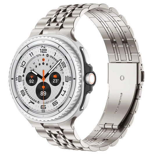 Luxury Metal Band for Samsung Galaxy Watch 8/8 Classic 46mm/44mm on silver watch face