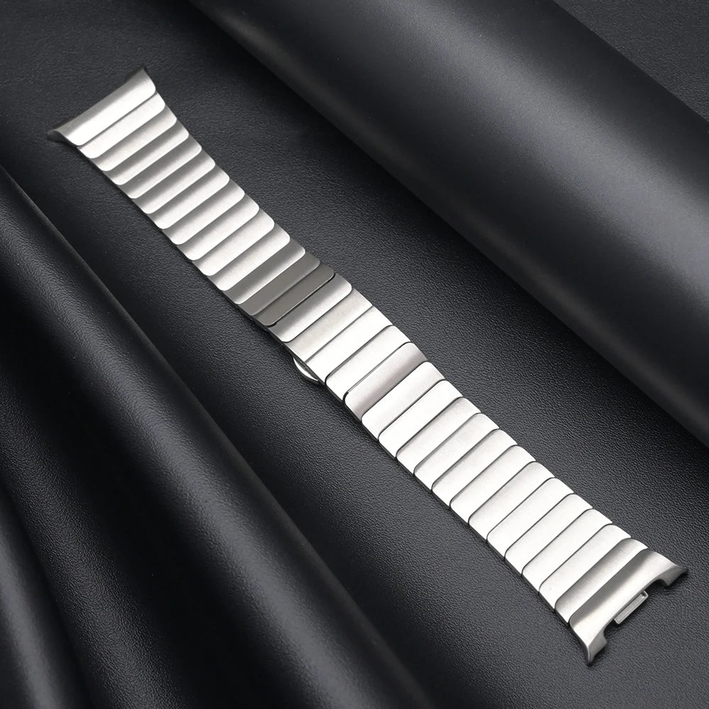 Titanium Galaxy Watch 8 Bands 40mm 44mm 46mm Ultra 47mm high-quality stainless steel strap on black background
