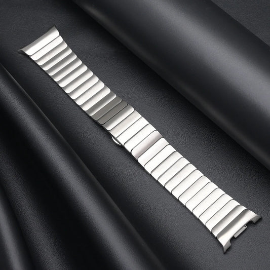 Titanium Galaxy Watch 8 Bands 40mm 44mm 46mm Ultra 47mm high-quality stainless steel strap on black background