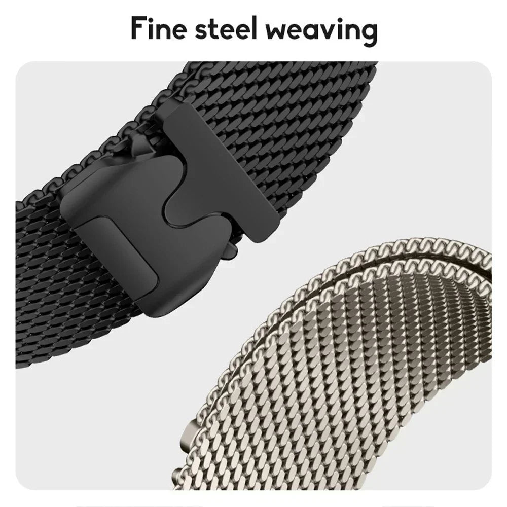 Magnetic Milanese Loop for Samsung Galaxy Watch 8/Ultra 47mm with fine steel weaving design.
