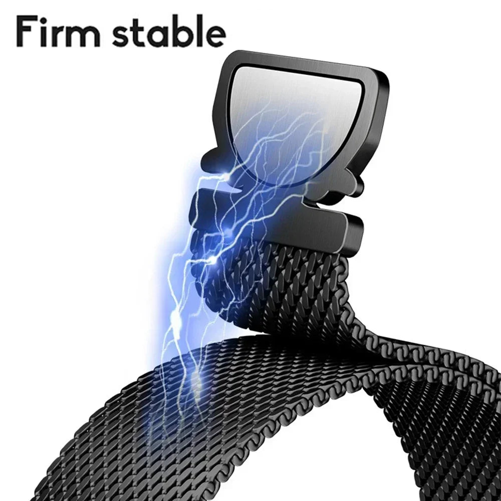 Magnetic Milanese Loop for Samsung Galaxy Watch 8/Ultra 47mm magnetic clasp detail showcasing secure fit.