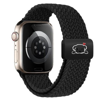 Magnetic Puppy Braided Apple Watch Band 38–49mm Series 1–10 displaying a playful puppy clasp.