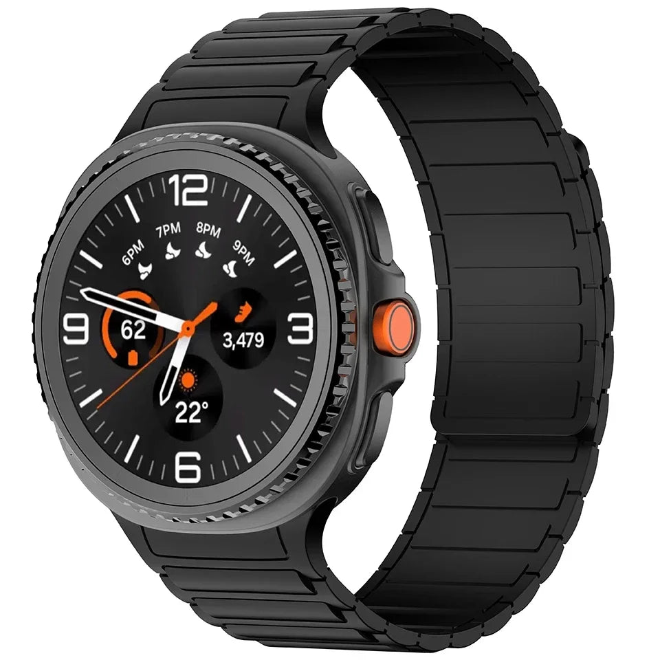 Magnetic Silicone Loop Band for Samsung Galaxy Watch 8 40/44/46mm - stylish black design on smartwatch