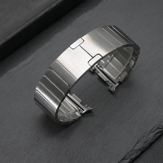 No-Gap Stainless Steel Band for Galaxy Watch 8 & 8 Classic - Premium link bracelet with butterfly clasp.