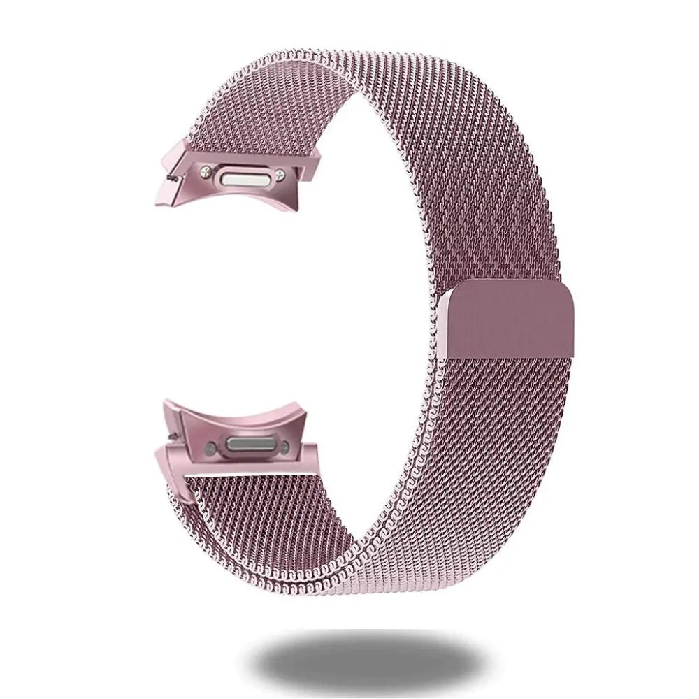 No Gaps Milanese Loop for Samsung Galaxy Watch, stylish pink magnetic stainless steel band.