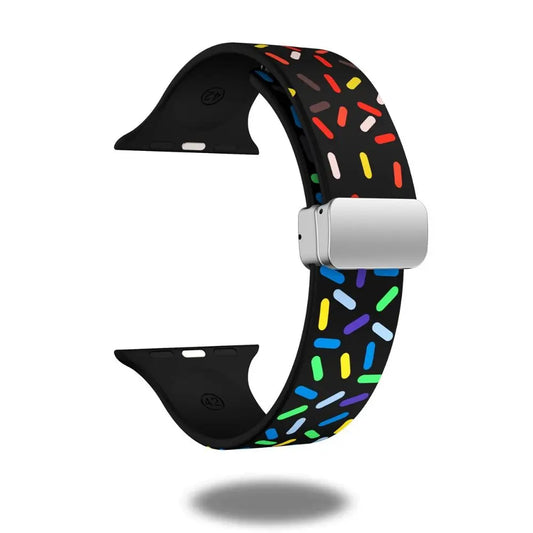 Colorful Rainbow Silicon Magnetic Clasp Bands showcasing a stylish, comfortable design with a secure closure.