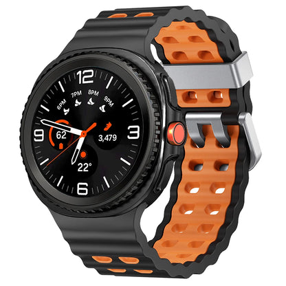 Silicone Breathable Sport Band for Samsung Galaxy Watch 8/Classic 46mm featuring a ventilated design and lightweight structure.