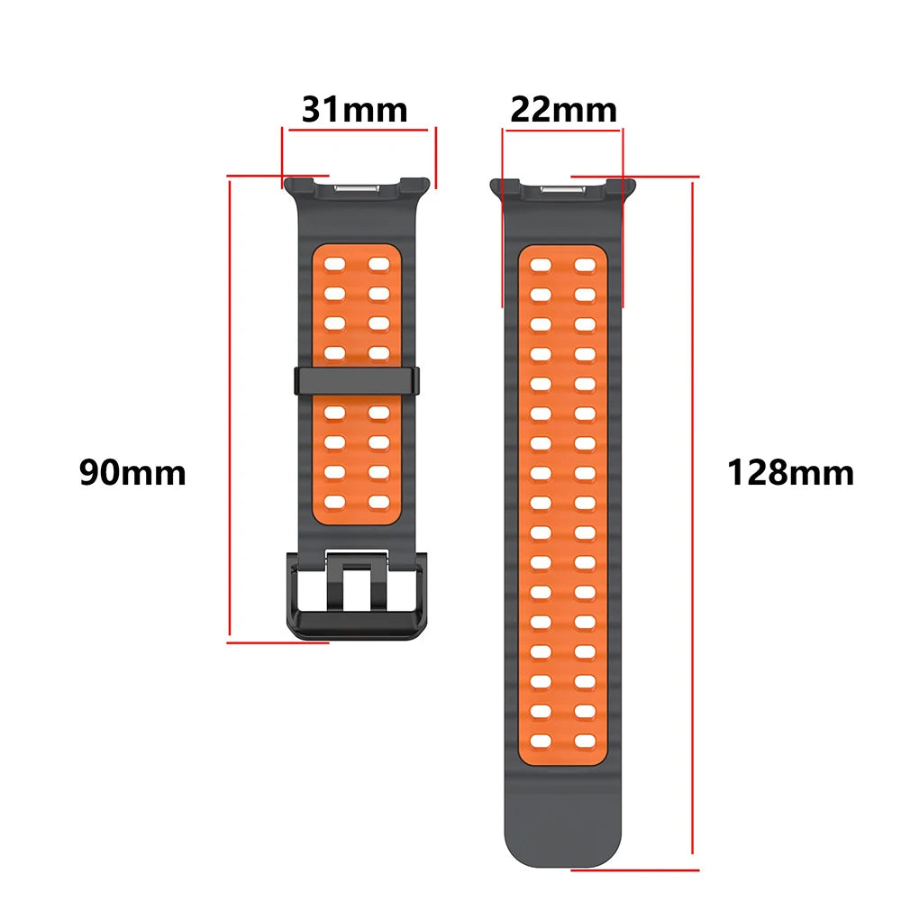 Silicone Breathable Sport Band for Samsung Galaxy Watch 8/Classic 46mm dimensions and design features.