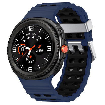Silicone Breathable Sport Band for Samsung Galaxy Watch 8/Classic 46mm on a watch, featuring a ventilated design.