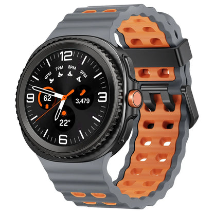 Silicone Breathable Sport Band for Samsung Galaxy Watch 8/Classic 46mm featuring a ventilated design.