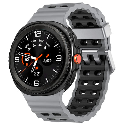 Silicone Breathable Sport Band for Samsung Galaxy Watch 8/Classic 46mm on display, showcasing its ventilated design.