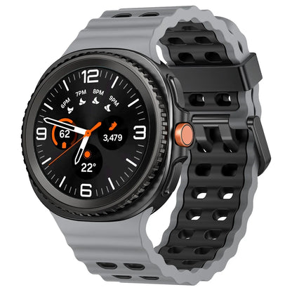 Silicone Breathable Sport Band for Samsung Galaxy Watch 8/Classic 46mm in gray, showcasing a comfortable design.