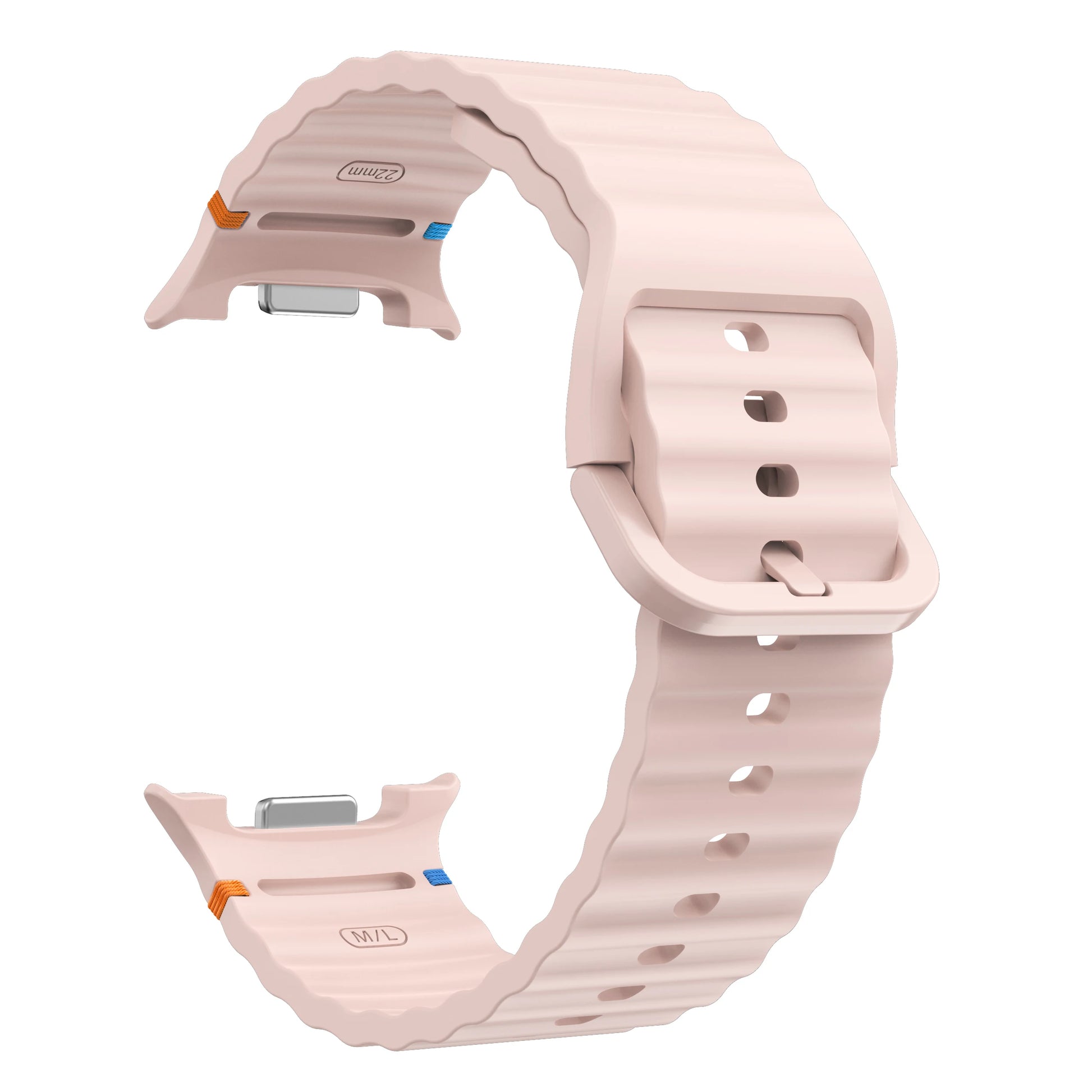 Silicone Sport Band for Samsung Galaxy Watch 8 & 8 Classic in light pink color, showing soft and breathable design.