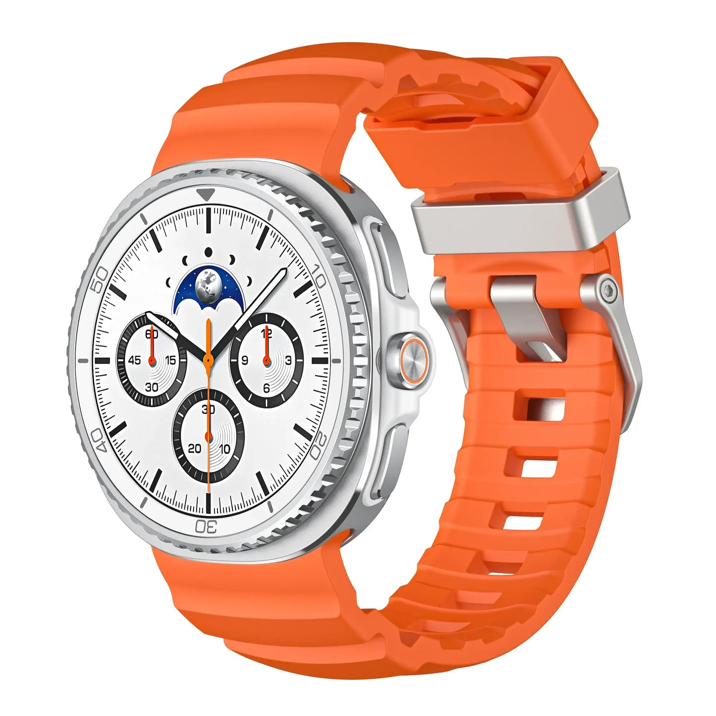 Sports Silicon Rugged Samsung Galaxy Watch 8 Band in vibrant orange, designed for durability and comfort.