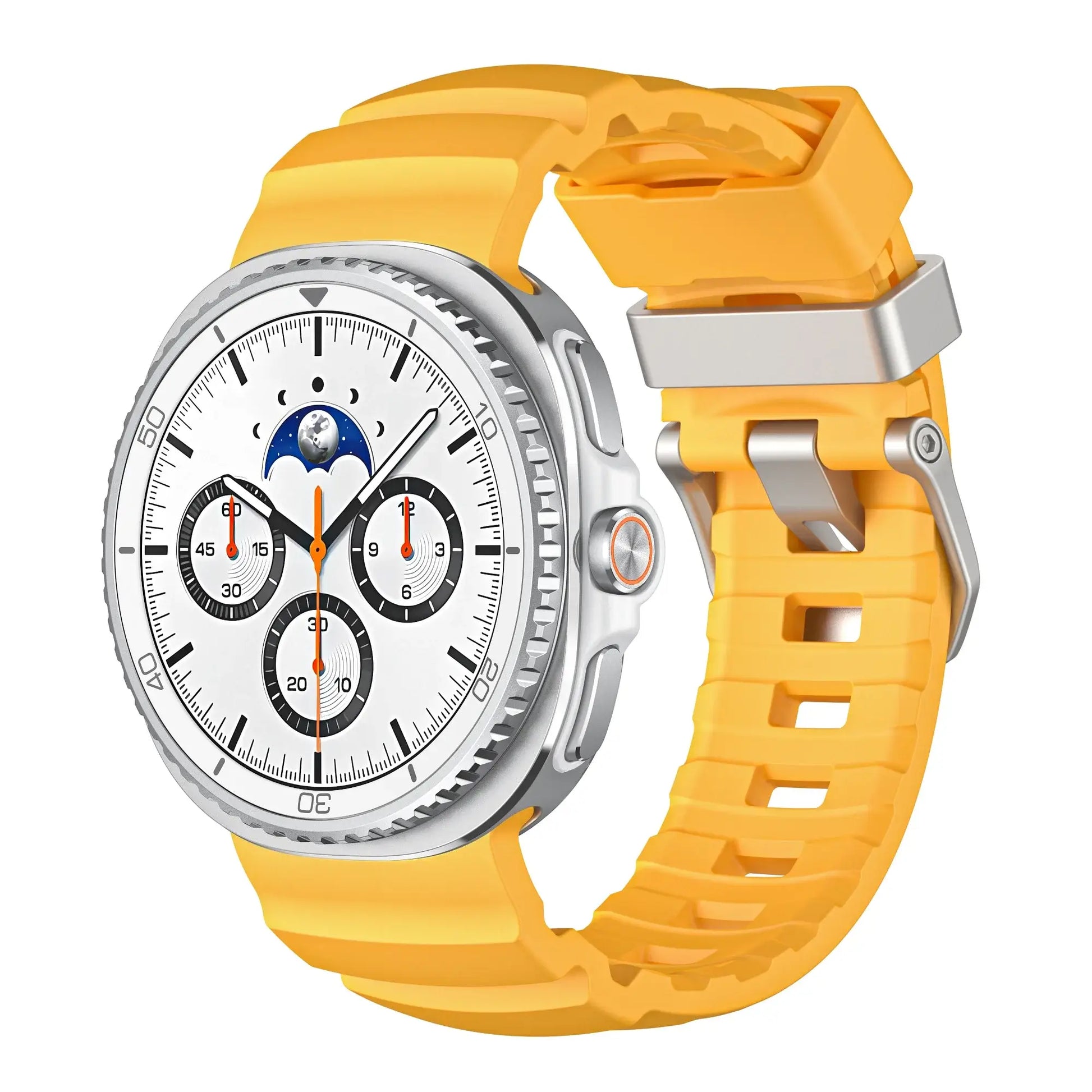 Sports Silicon Rugged Samsung Galaxy Watch 8 Band in vibrant yellow, showcasing durability and style.