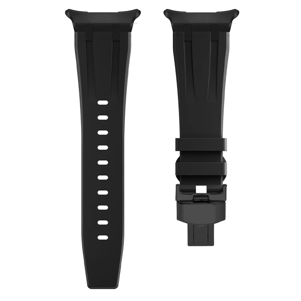 Sports Silicone Band for Samsung Galaxy Watch Ultra 47mm in black color, showcasing its flexible and durable design.