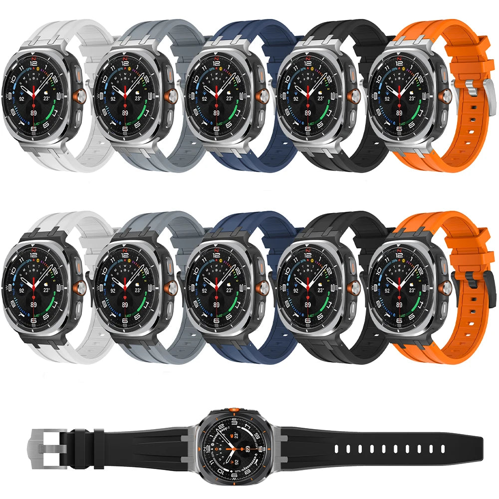 Sports Silicone Band for Samsung Galaxy Watch Ultra 47mm in multiple color options on smartwatches.