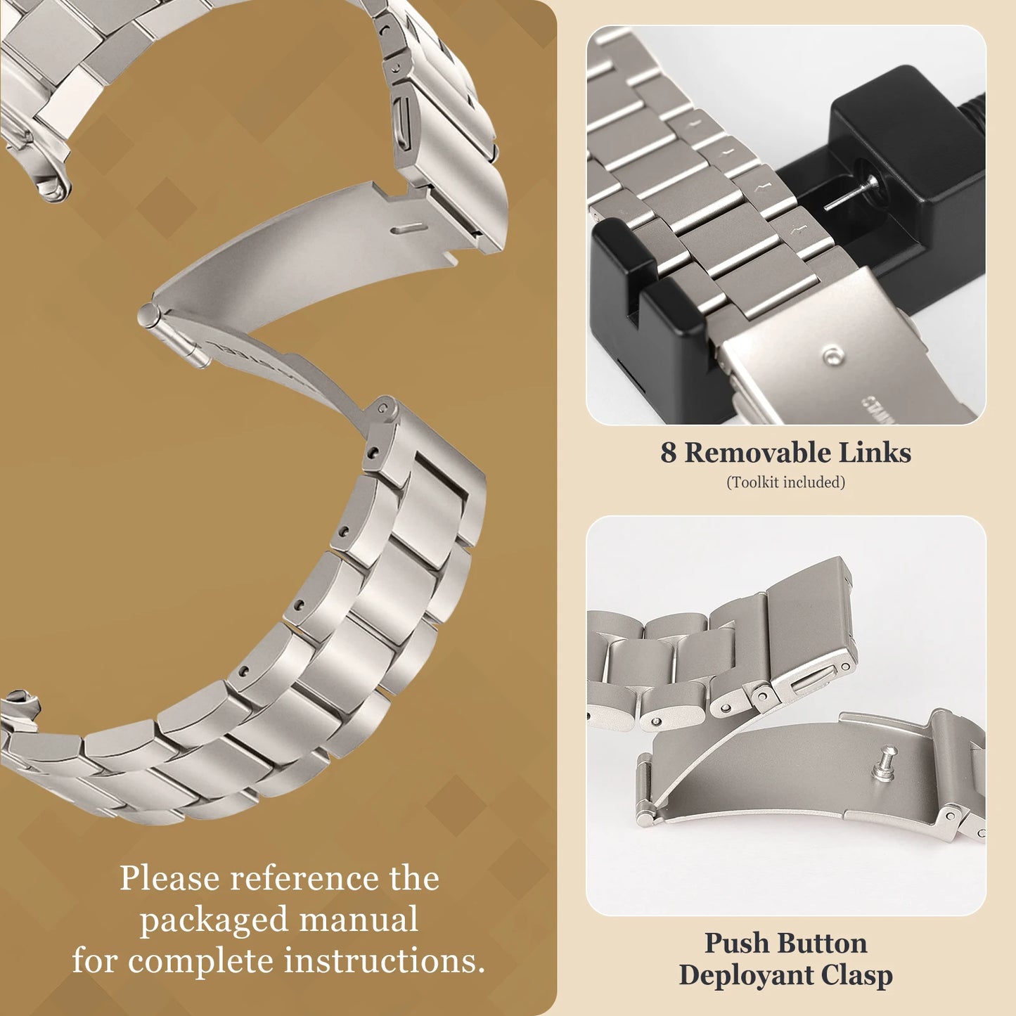 Stainless Steel Metal Band for Galaxy Watch 8 & Classic 46mm