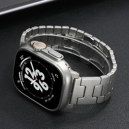 Titanium Apple Watch Band Ultra 3/Series 11/SE – Luxury Bracelet on a sleek black surface.