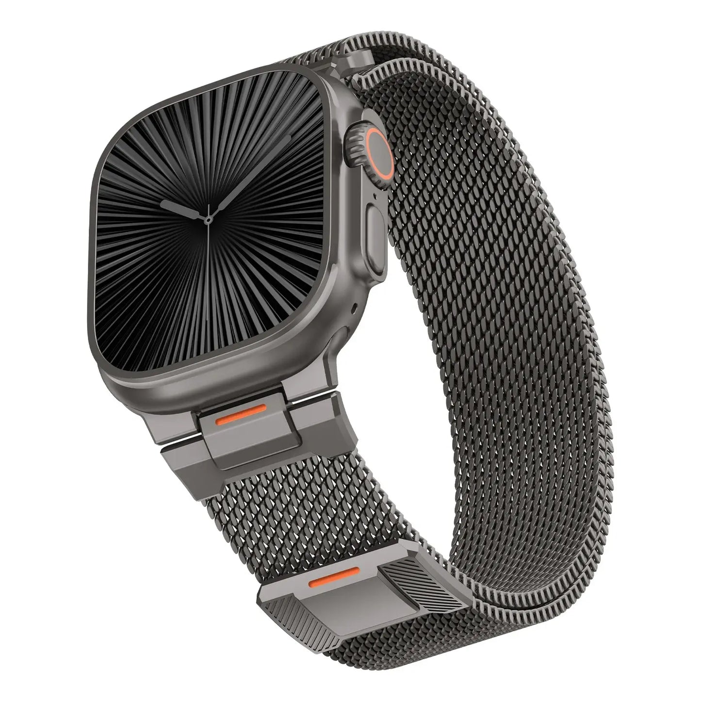 Upgraded Milanese Mesh Loop for Apple Watch, stylish stainless steel design with comfortable fit.
