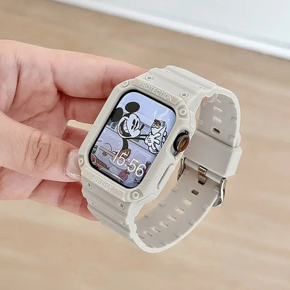 Apple Watch Clear Case with Mickey Mouse design, showcasing protection and style in a sleek transparent strap.