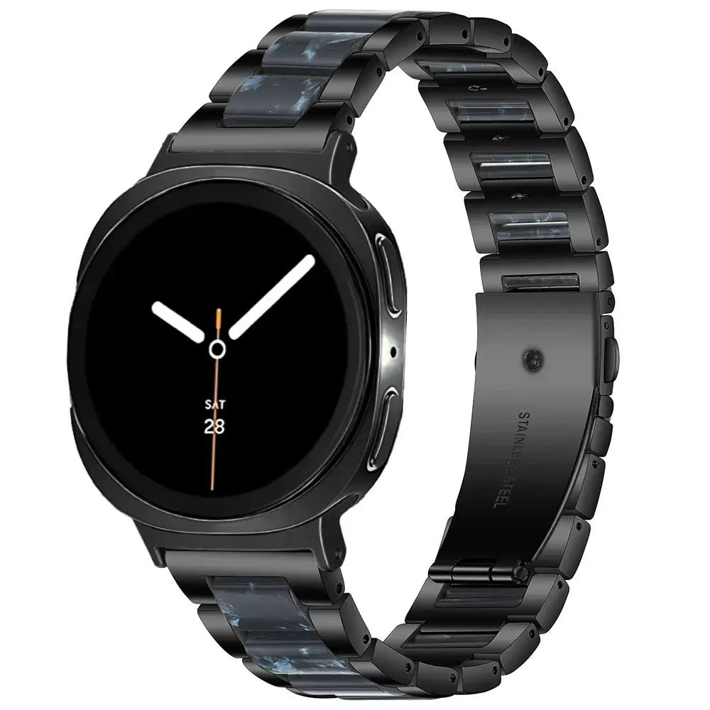 Women Resin Stainless Steel Band for Samsung Galaxy Watch 8/Ultra on a stylish smartwatch.