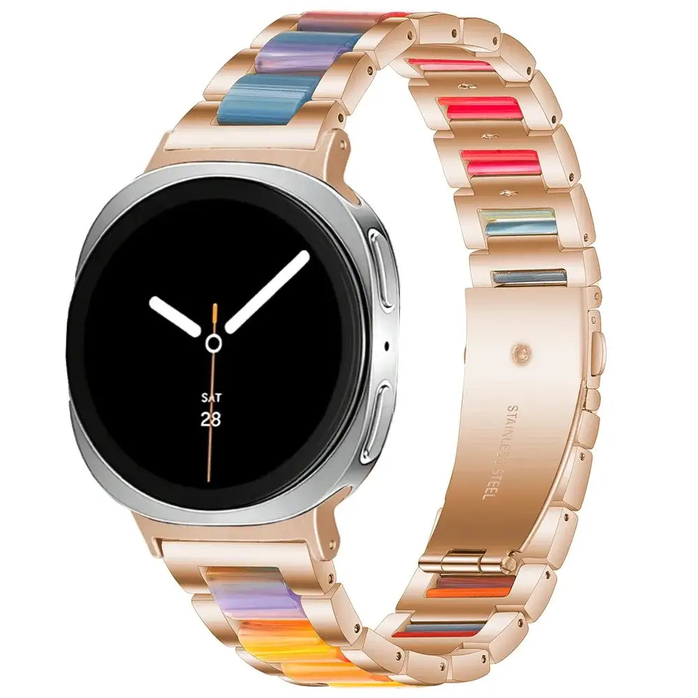 Women Resin Stainless Steel Band for Samsung Galaxy Watch 8/Ultra featuring a colorful design