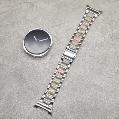 Women Resin Stainless Steel Band for Samsung Galaxy Watch 9 and Galaxy Watch 9 and Watch 8/Ultra displayed with smartwatch