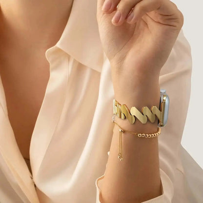 ZigZag Metal Bracelet for Apple Watch worn on wrist, elegant design complements any outfit.
