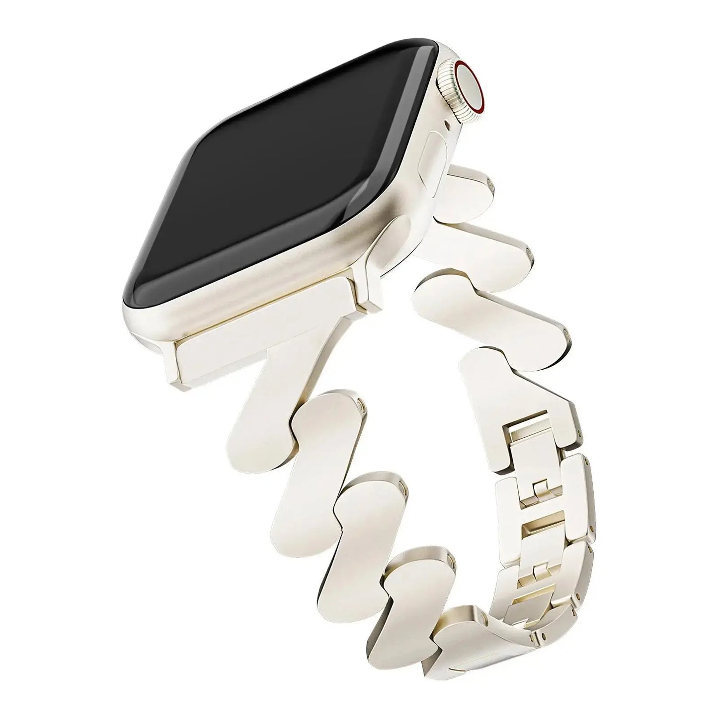 ZigZag Metal Bracelet for Apple Watch showcasing stylish zigzag pattern, ideal for casual and formal outfits.