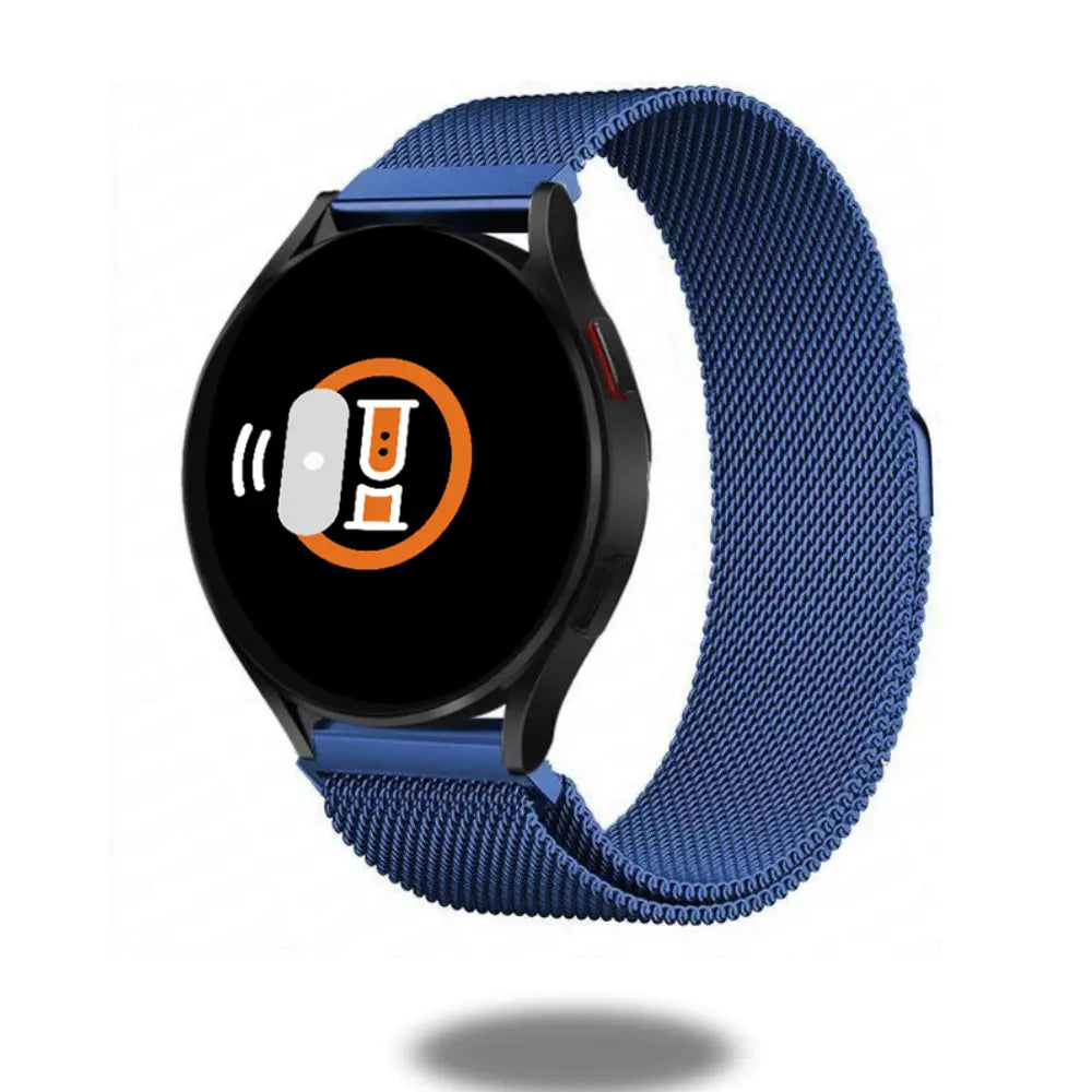 Magnetic Milanese loop strap in blue for Samsung Watch, featuring a stylish design and comfortable fit.