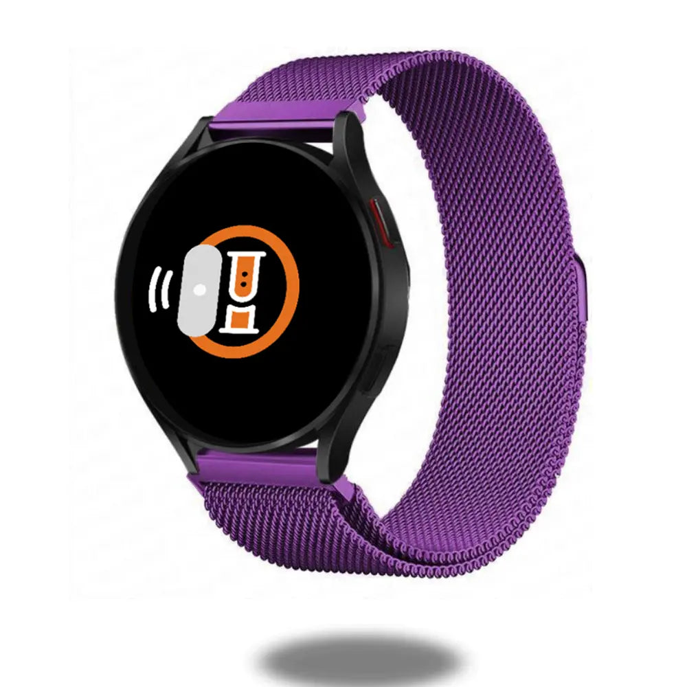 Magnetic Milanese Loop in purple for Samsung Watch, featuring stylish design and secure fit, includes 1 strap.