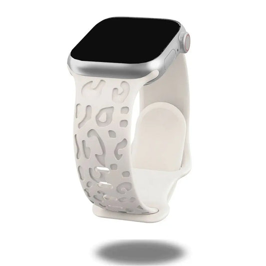 Engraved Leopard's Paws Silicon Bands for Apple Watch, stylish and comfortable with unique leopard design.
