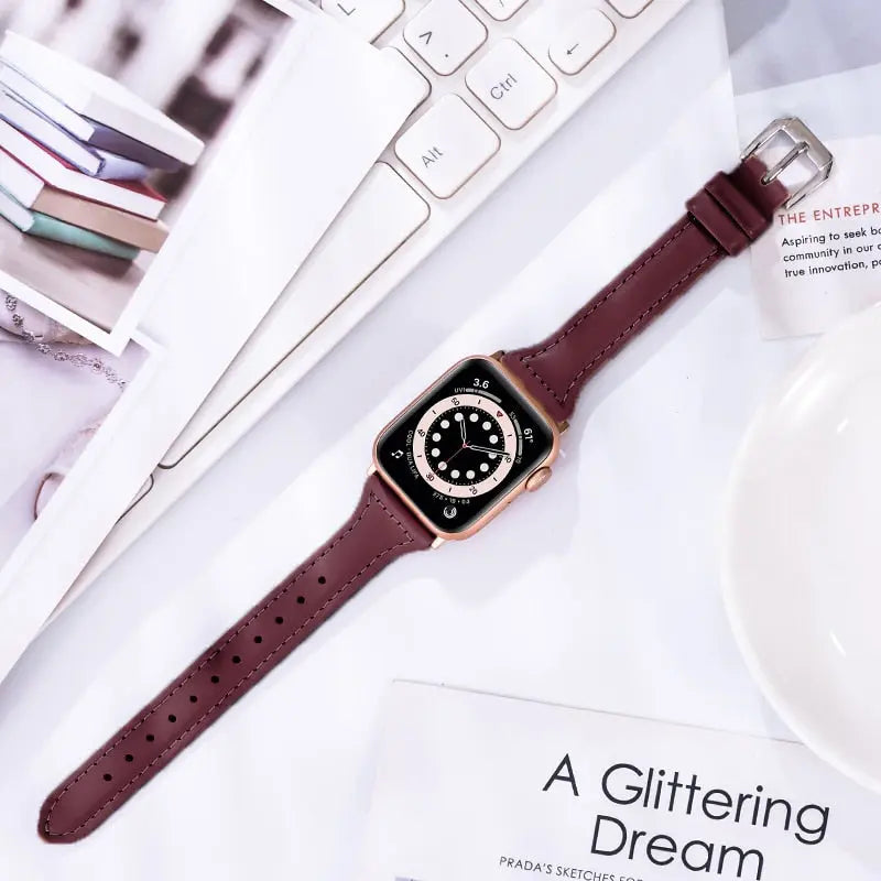 Slim Leather Band for Apple Watch trendystraps.com