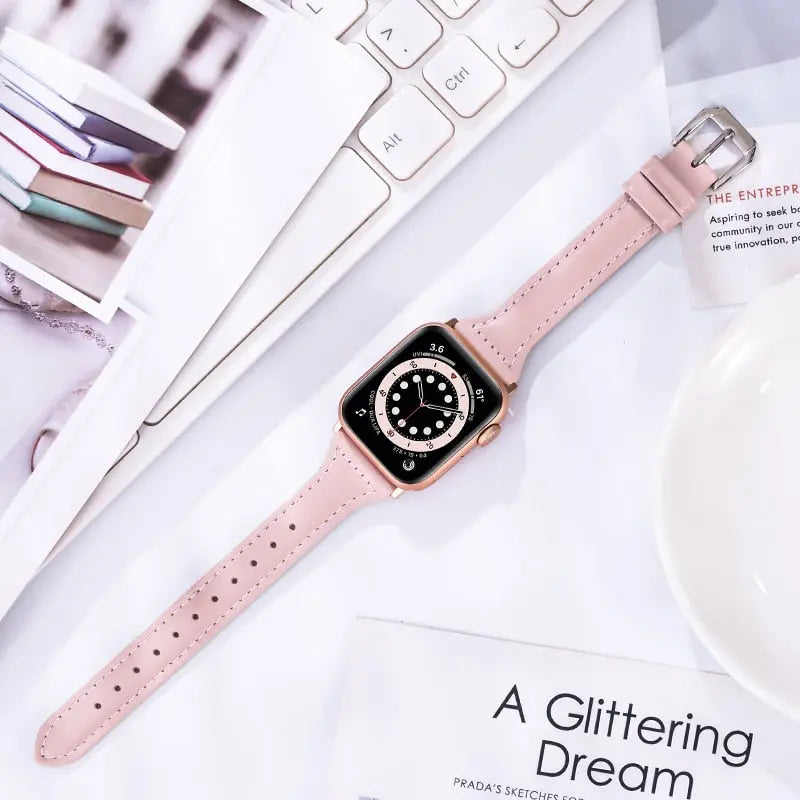 Slim Leather Band for Apple Watch trendystraps.com