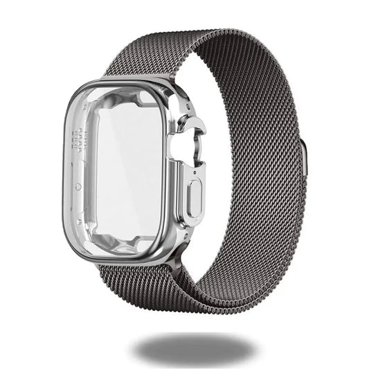 Metal Mesh Loop with TPU Case for Apple Watch Ultra, showcasing the sleek Milanese strap and durable TPU protection.