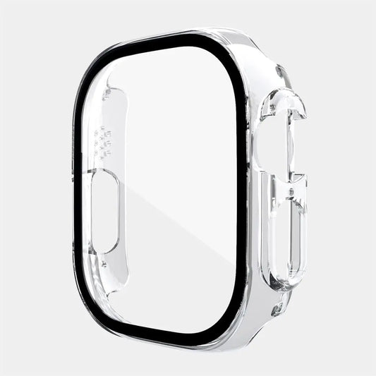 Clear PC case for Apple Watch Series Ultra, providing full protection against scratches and wear.