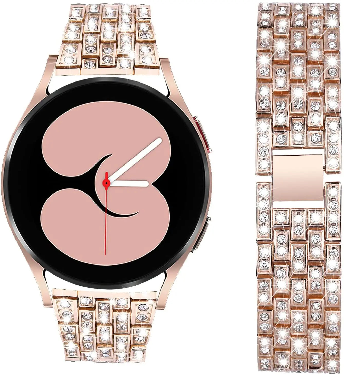 Luxurious diamond style bracelet for Samsung watches, featuring shiny rhinestones and premium metal material.