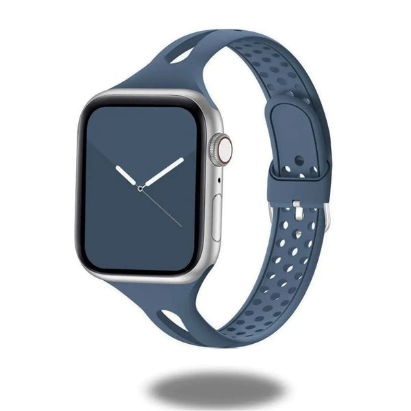 Slim Sports Breathable silicone band for Apple Watch SE 3 in ice cyan with perforations
