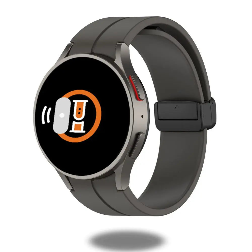 Silicon Magnetic Clasp Band for Samsung Galaxy Watch in gray, designed for comfort and durability, perfect for daily wear and sports.