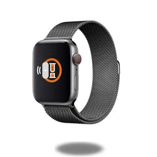 Stylish metal mesh loop watch band with smooth stainless steel, fully adjustable for a perfect fit.